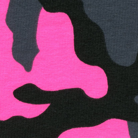 Jednolíc elastický 8%Lycra potisk maskáč růžovo/šedo/černý 